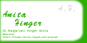 anita hinger business card